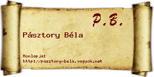 Pásztory Béla névjegykártya